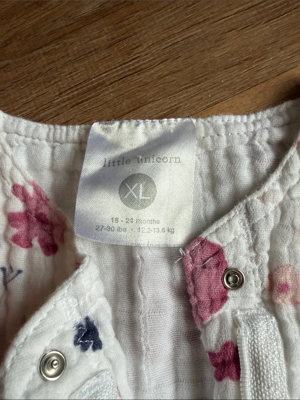 Little Unicorn Floral Muslin Sleep Sack Night Gown Overalls 18-24m - Picture 3 of 6